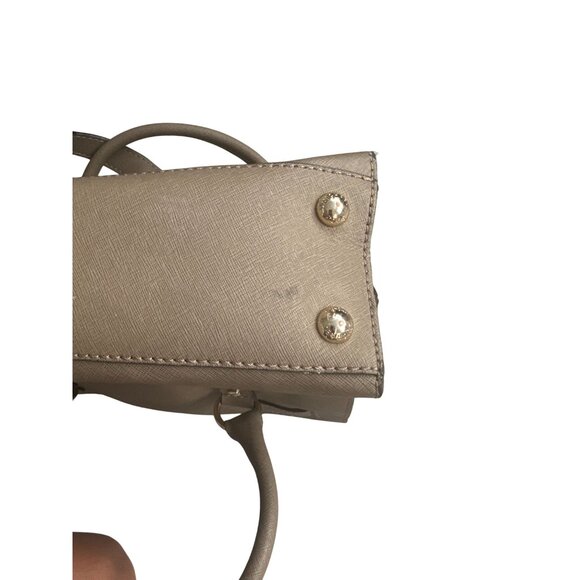 MICHAEL KORS Taupe Saffiano Leather East West Medium Satchel Handbag - Picture 9 of 14